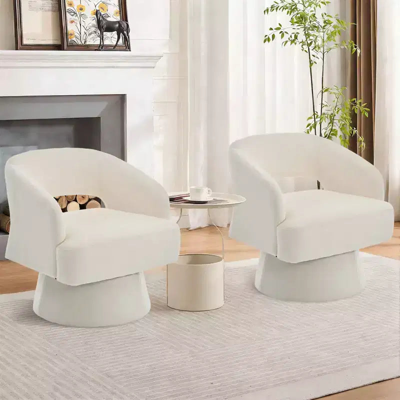 360 Swivel Velvet Barrel Chair, Modern Accent Armchair with Striped Backrest, Plush Cushion for Living Room, Bedroom