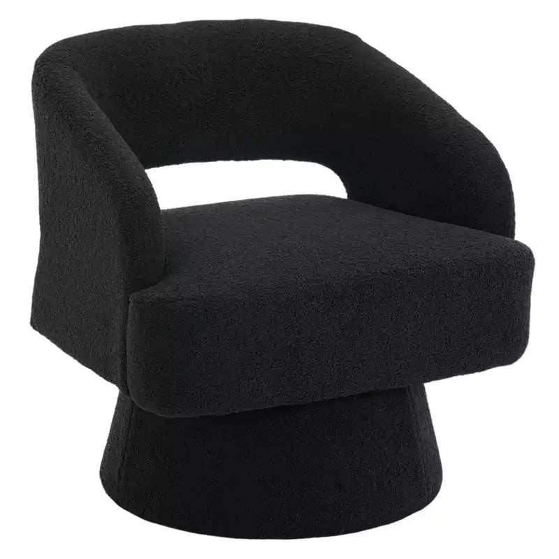 360 Swivel Velvet Barrel Chair, Modern Accent Armchair with Striped Backrest, Plush Cushion for Living Room, Bedroom