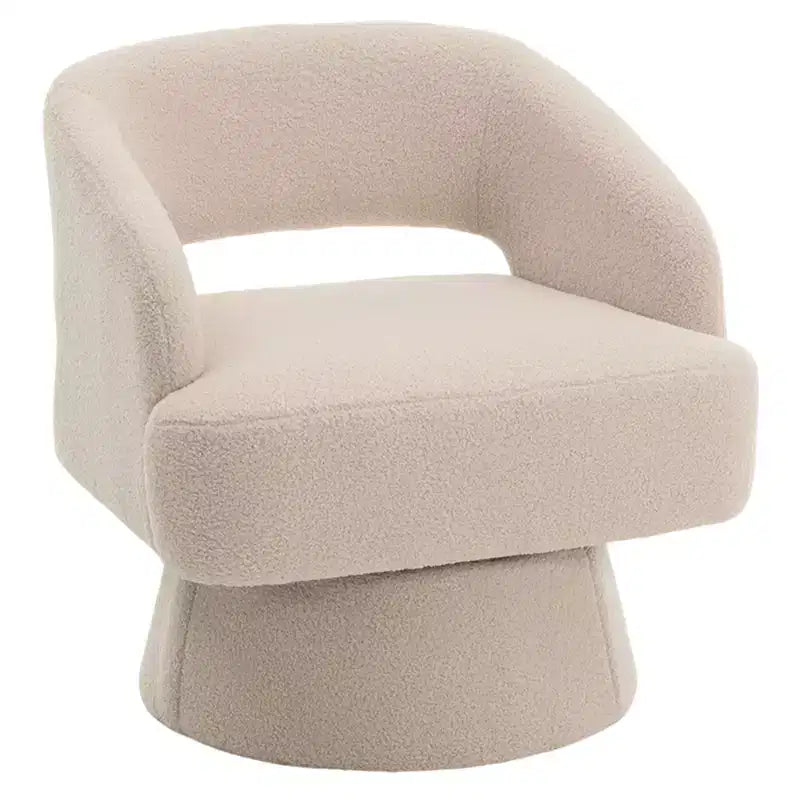360 Swivel Velvet Barrel Chair, Modern Accent Armchair with Striped Backrest, Plush Cushion for Living Room, Bedroom