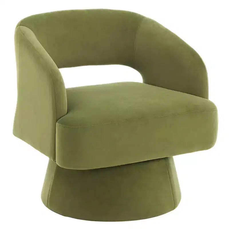 360 Swivel Velvet Barrel Chair, Modern Accent Armchair with Striped Backrest, Plush Cushion for Living Room, Bedroom