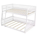 Queen Size Wood Bed with Guardrail, Ladder, Easy Assembly
