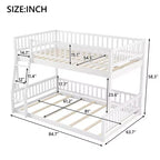 Queen Size Wood Bed with Guardrail, Ladder, Easy Assembly