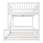 Queen Size Wood Bed with Guardrail, Ladder, Easy Assembly
