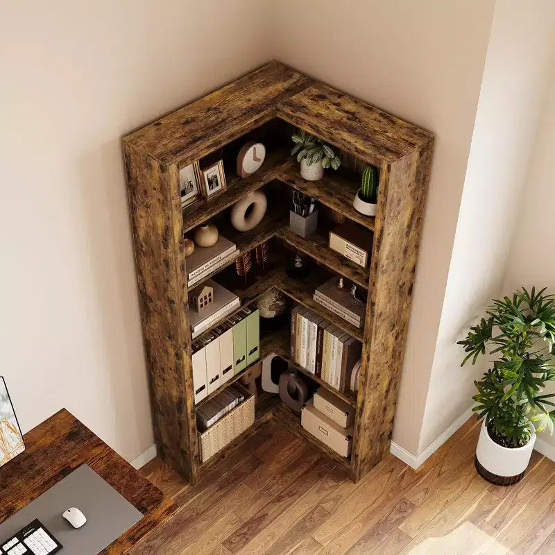 71.8 L Shaped Corner Bookshelf with Anti-Tipping Kit, Tall Storage Organizer for Living Room & Home Office