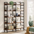 70.86" 5 Tier Bookshelf Rustic Brown