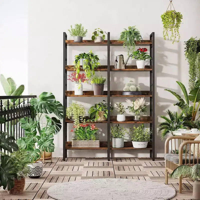 70.86" 5 Tier Bookshelf Rustic Brown