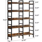 70.86" 5 Tier Bookshelf Rustic Brown