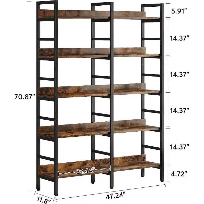 70.86" 5 Tier Bookshelf Rustic Brown