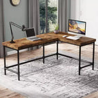 Reversible L Shaped Computer Desk Rustic Brown