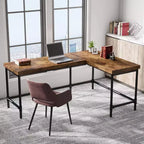 Reversible L Shaped Computer Desk Rustic Brown