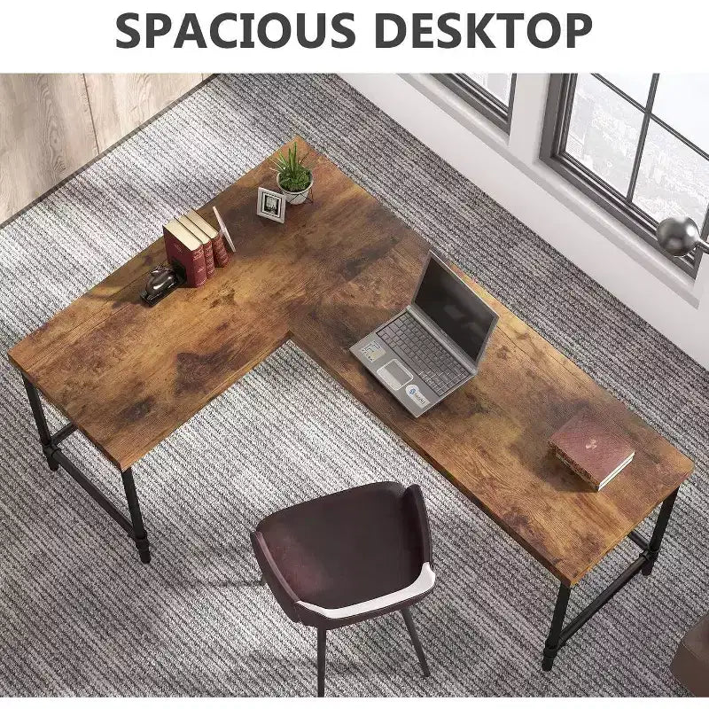 Reversible L Shaped Computer Desk Rustic Brown