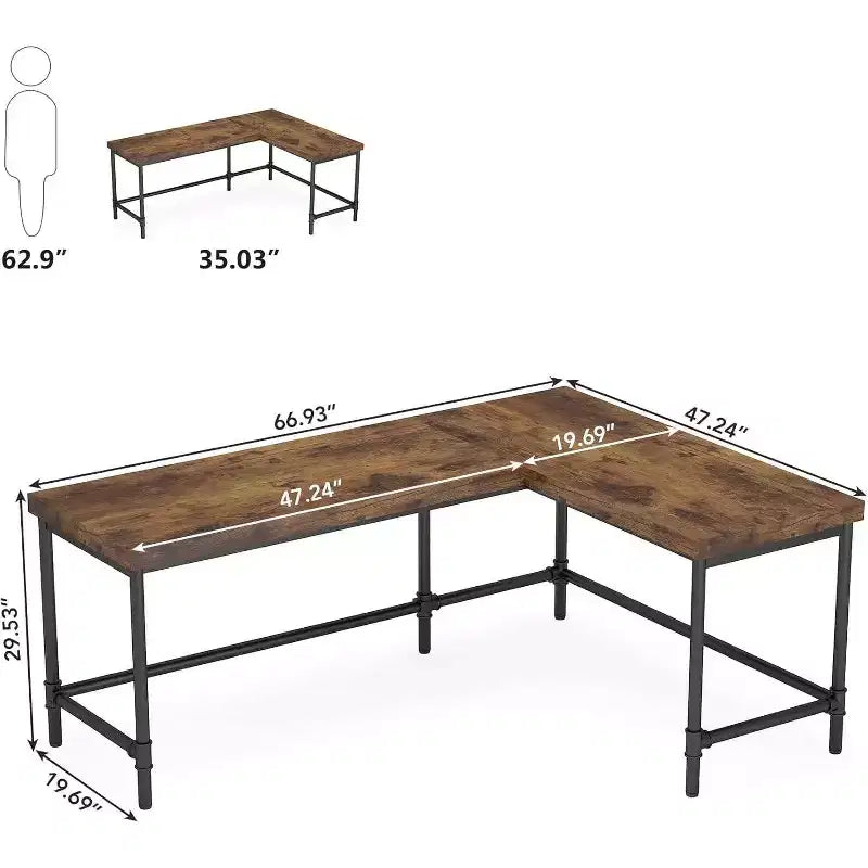 Reversible L Shaped Computer Desk Rustic Brown