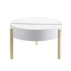Round Coffee Table White/Natural - Mid-Century Modern, Hidden Storage