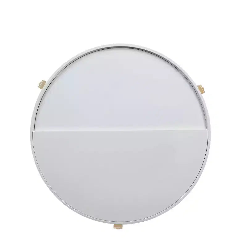Round Coffee Table White/Natural - Mid-Century Modern, Hidden Storage