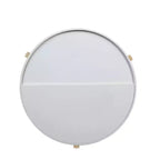 Round Coffee Table White/Natural - Mid-Century Modern, Hidden Storage