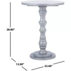 Round Accent Table - Off-White Poplar Wood, Traditional Style