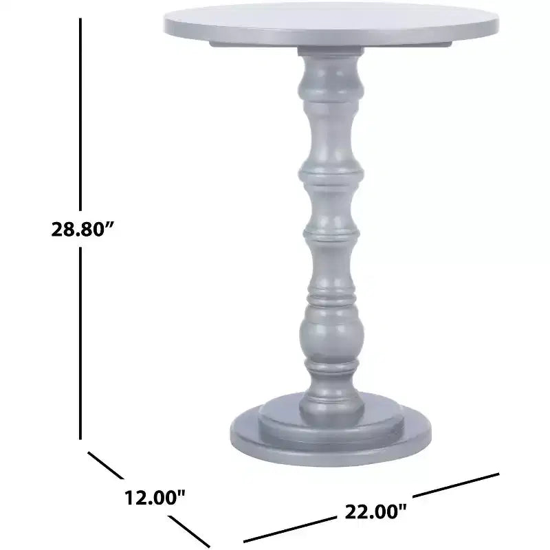 Round Accent Table - Off-White Poplar Wood, Traditional Style