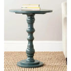 Round Accent Table - Off-White Poplar Wood, Traditional Style