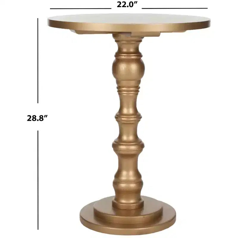 Round Accent Table - Off-White Poplar Wood, Traditional Style