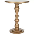 Round Accent Table - Off-White Poplar Wood, Traditional Style