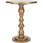 Round Accent Table - Off-White Poplar Wood, Traditional Style