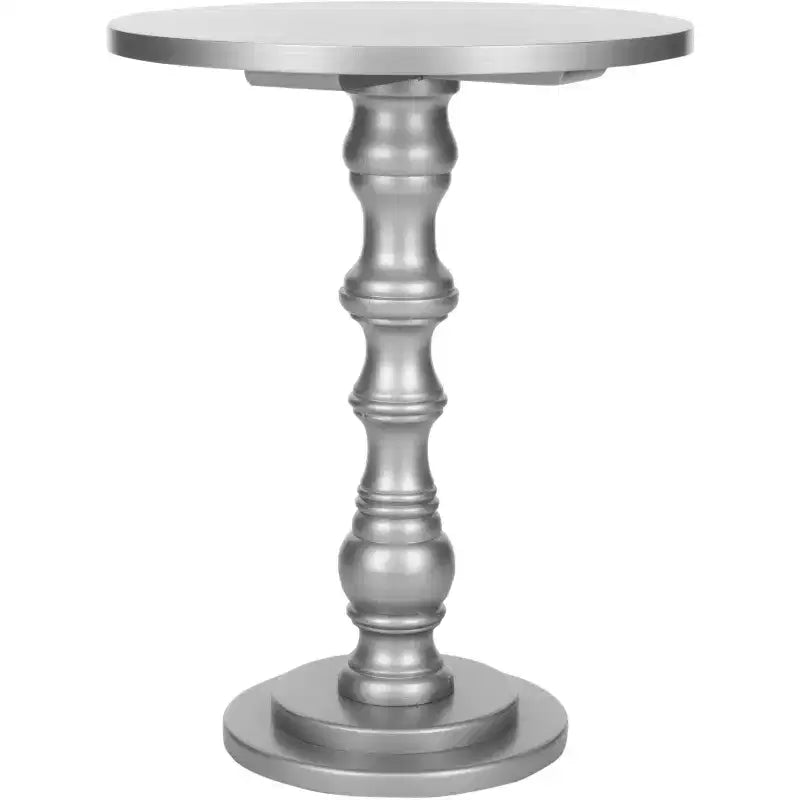 Round Accent Table - Off-White Poplar Wood, Traditional Style