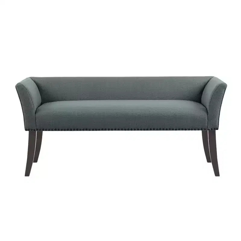 Upholstered Accent Bench with Low Back and Flared Arms