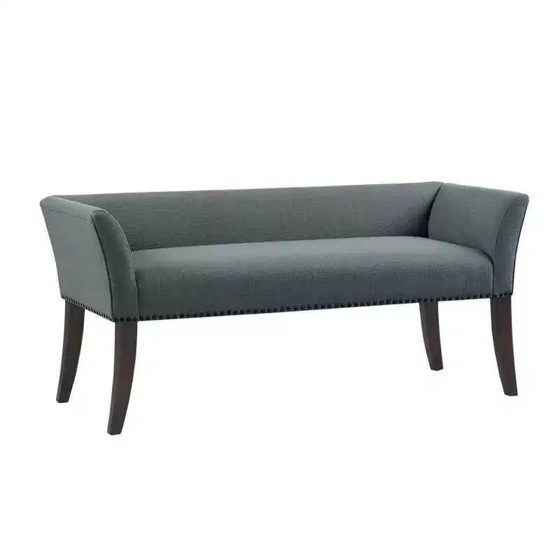 Upholstered Accent Bench with Low Back and Flared Arms