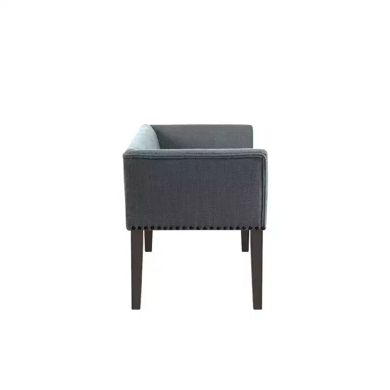 Upholstered Accent Bench with Low Back and Flared Arms