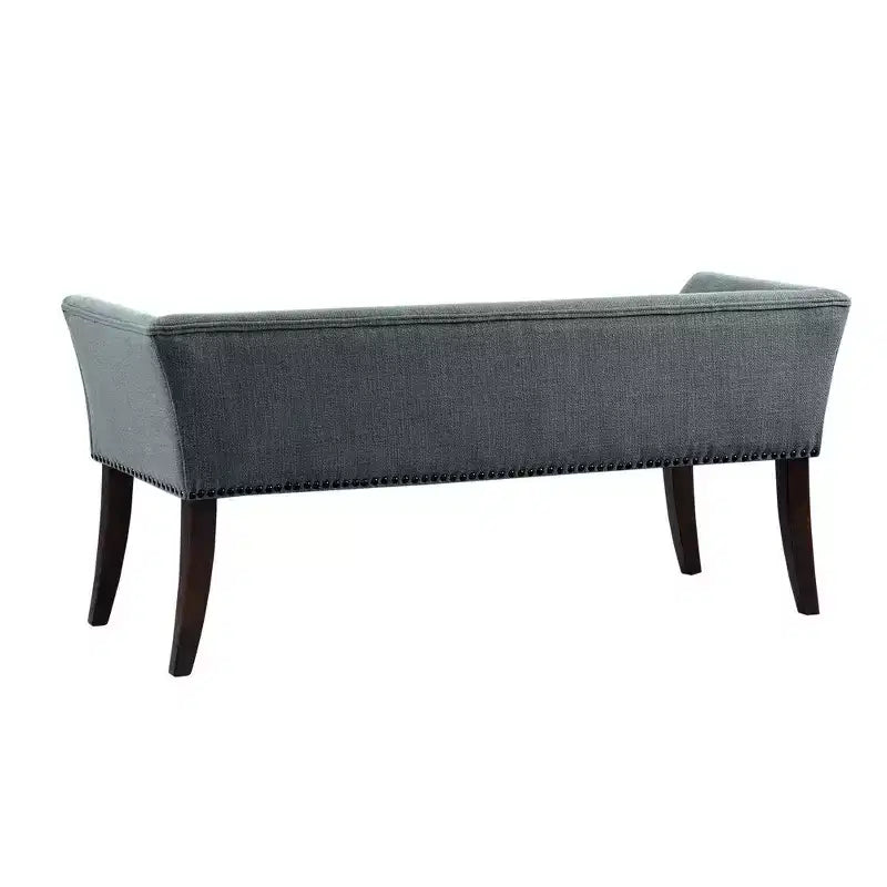 Upholstered Accent Bench with Low Back and Flared Arms
