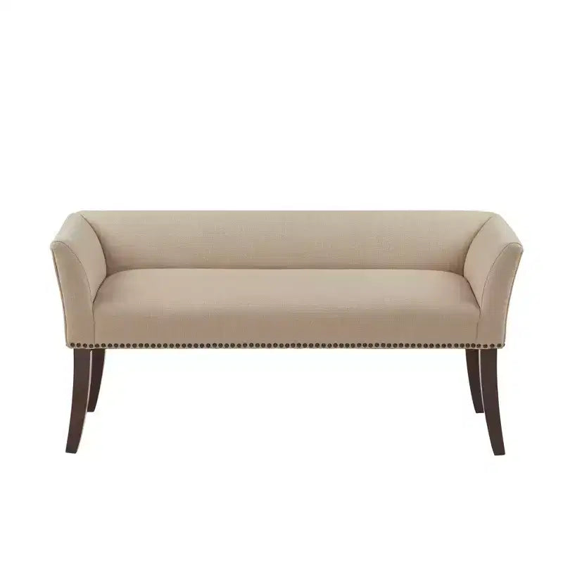 Upholstered Accent Bench with Low Back and Flared Arms