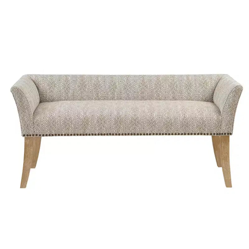 Upholstered Accent Bench with Low Back and Flared Arms