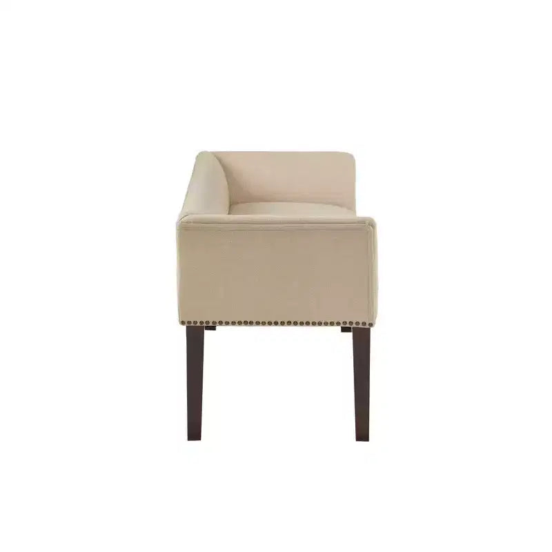 Upholstered Accent Bench with Low Back and Flared Arms