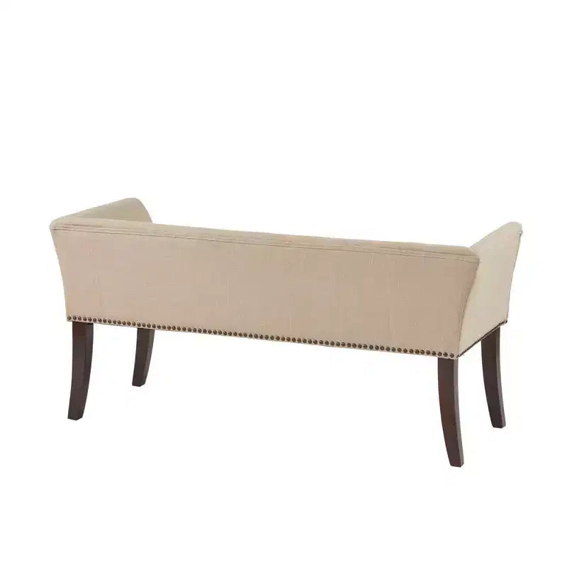 Upholstered Accent Bench with Low Back and Flared Arms