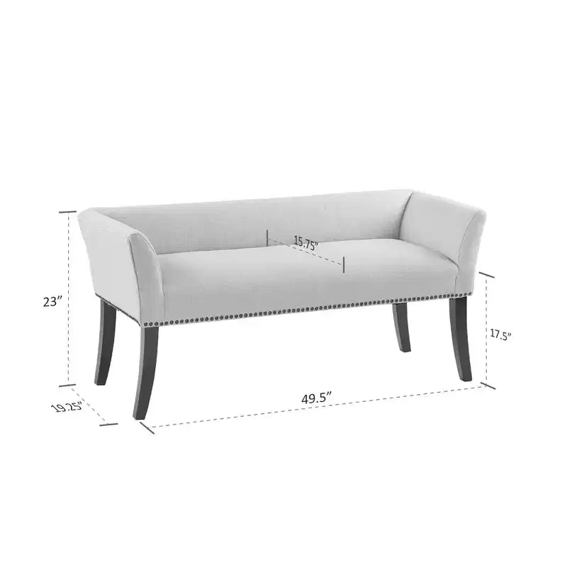 Upholstered Accent Bench with Low Back and Flared Arms