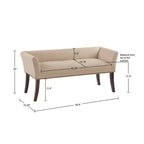 Upholstered Accent Bench with Low Back and Flared Arms