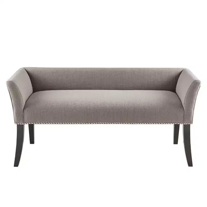 Upholstered Accent Bench with Low Back and Flared Arms