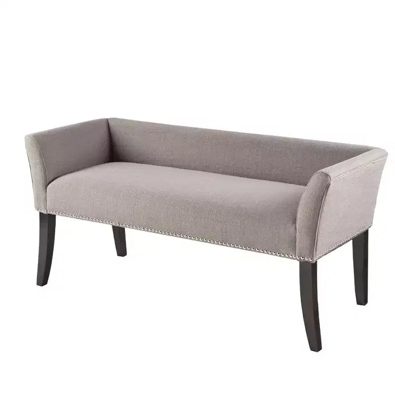 Upholstered Accent Bench with Low Back and Flared Arms