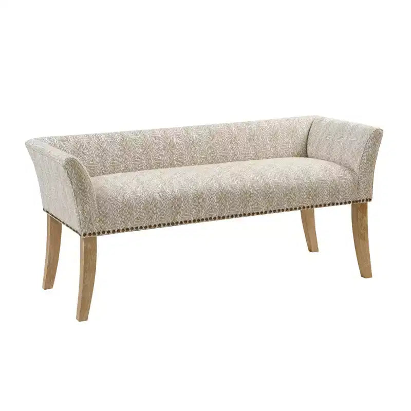 Upholstered Accent Bench with Low Back and Flared Arms