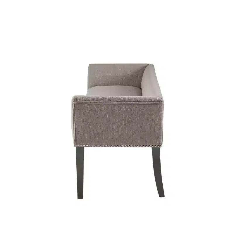 Upholstered Accent Bench with Low Back and Flared Arms