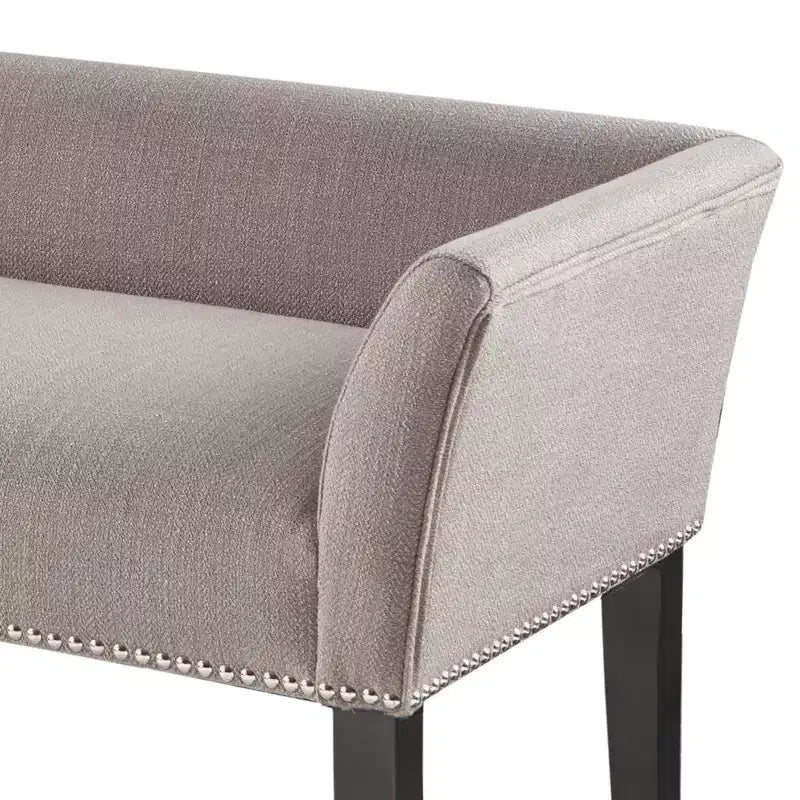 Upholstered Accent Bench with Low Back and Flared Arms