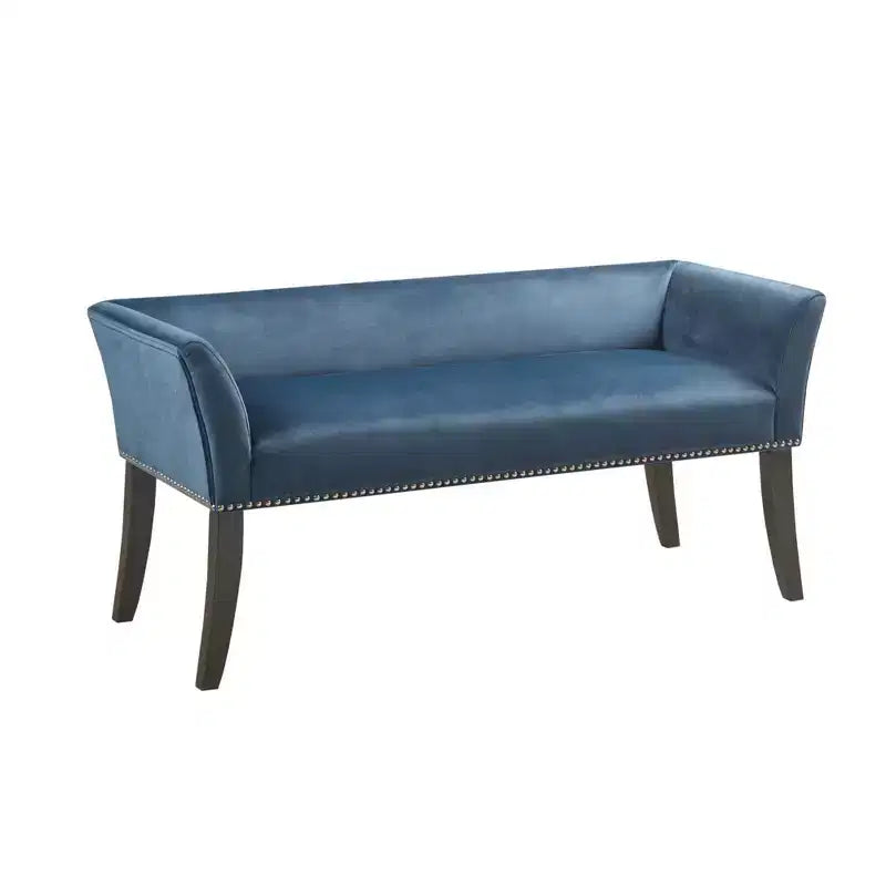 Upholstered Accent Bench with Low Back and Flared Arms
