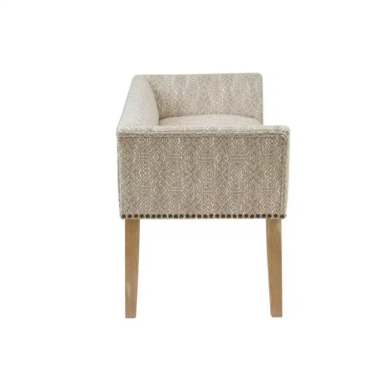 Upholstered Accent Bench with Low Back and Flared Arms