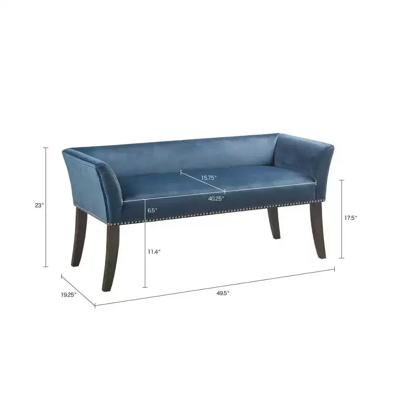 Upholstered Accent Bench with Low Back and Flared Arms