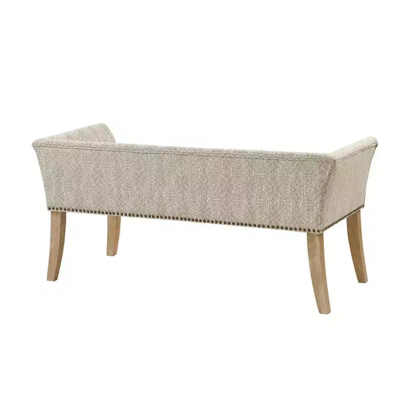Upholstered Accent Bench with Low Back and Flared Arms