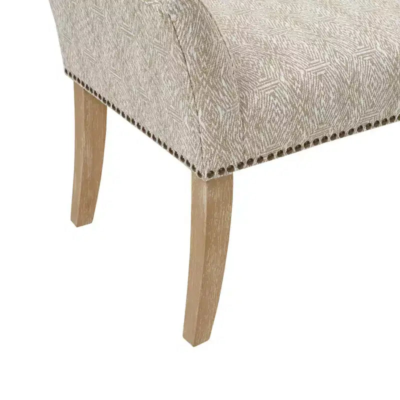 Upholstered Accent Bench with Low Back and Flared Arms