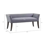 Upholstered Accent Bench with Low Back and Flared Arms