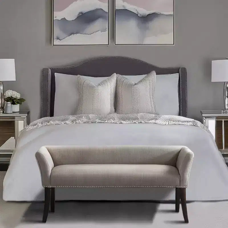 Upholstered Accent Bench with Low Back and Flared Arms