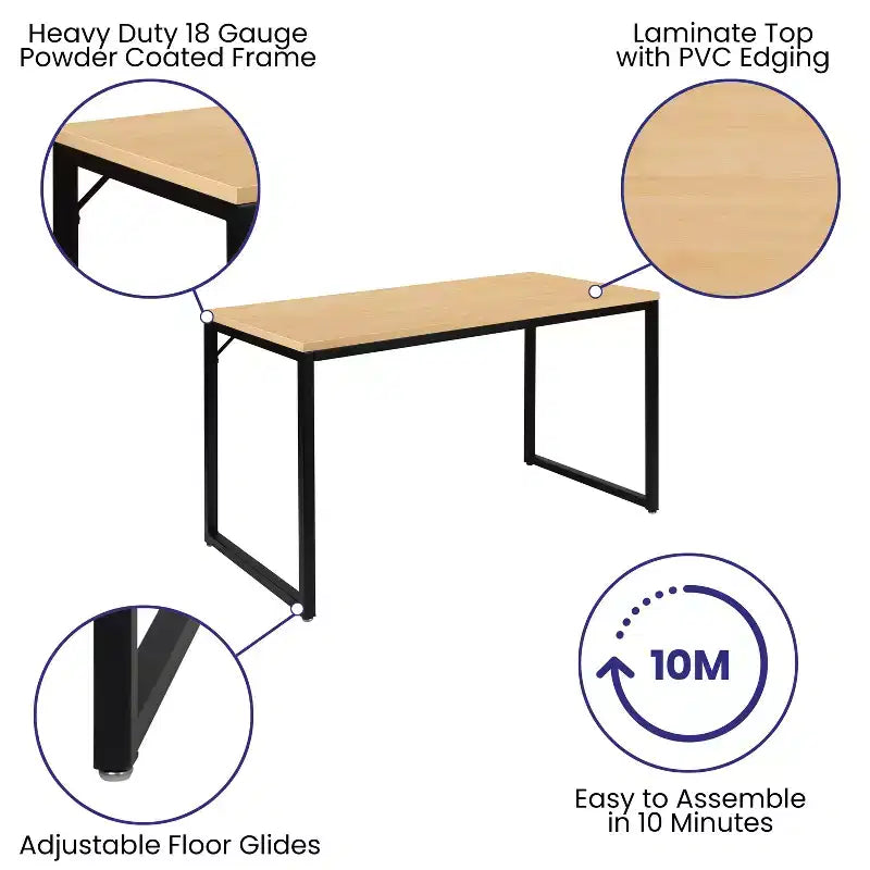 Industrial Modern Desk - Commercial Grade Office Computer Desk and Home Office Desk - 47 Long
