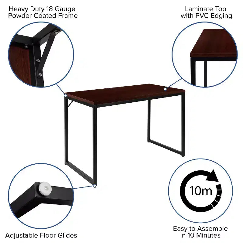 Industrial Modern Desk - Commercial Grade Office Computer Desk and Home Office Desk - 47 Long